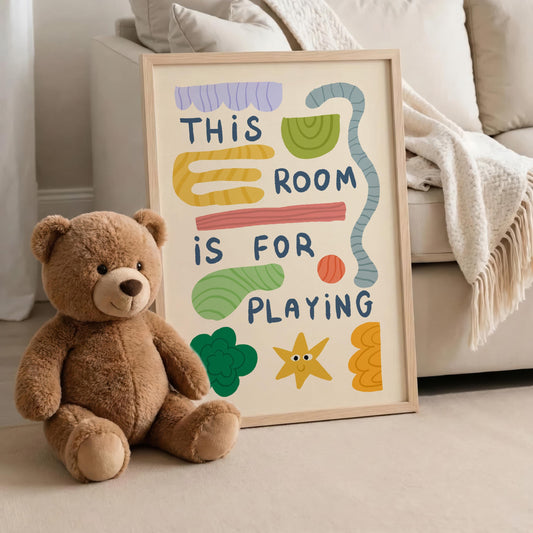 This Room Is For Playing Print, Kids Playroom Poster, Colorful Nursery Wall Decor (MR108)