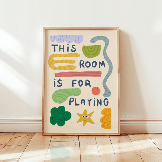 This Room Is For Playing Print, Kids Playroom Poster, Colorful Nursery Wall Decor (MR108)