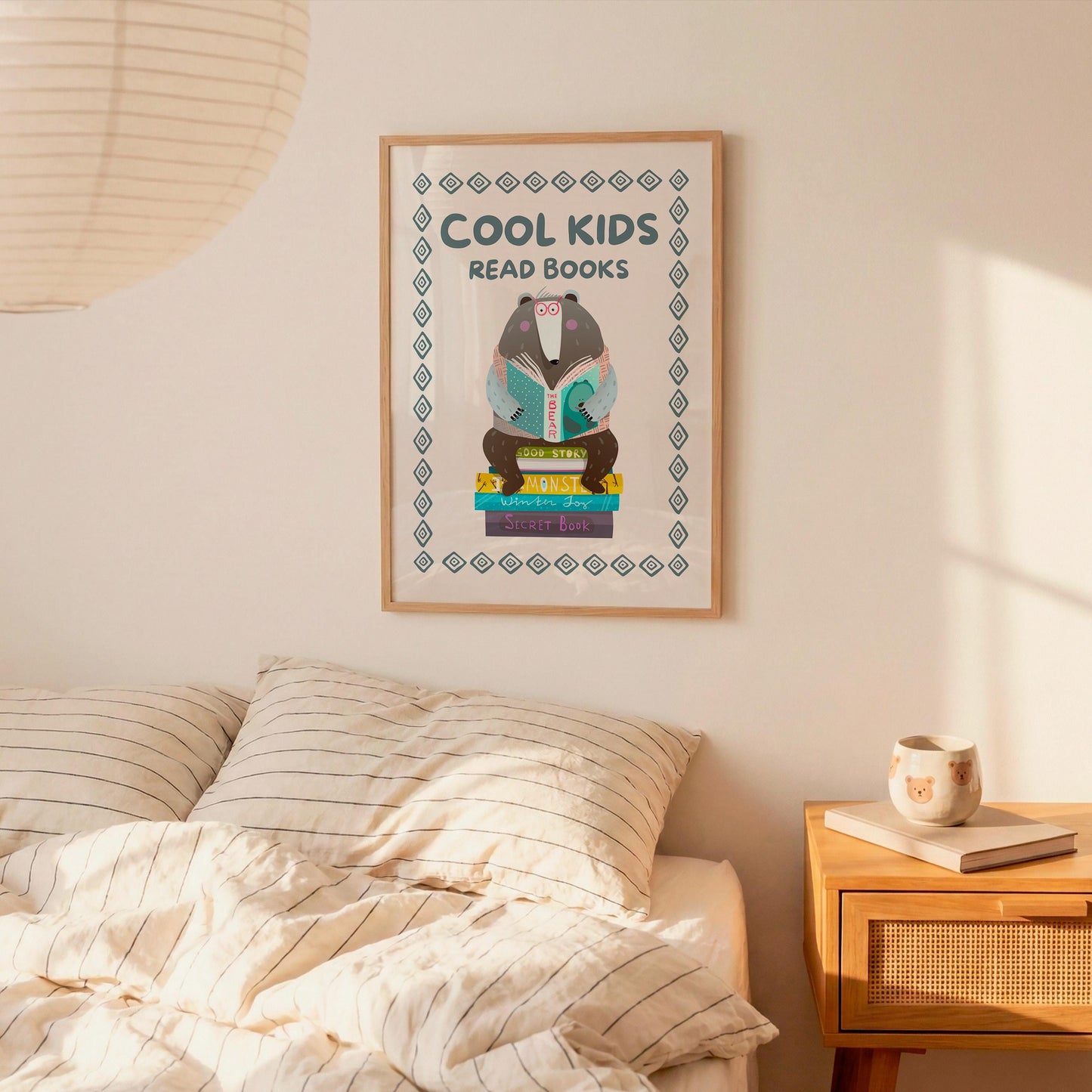 Cool Kids Read Books Print, Reading Poster, Kids Book Nook Art MR17
