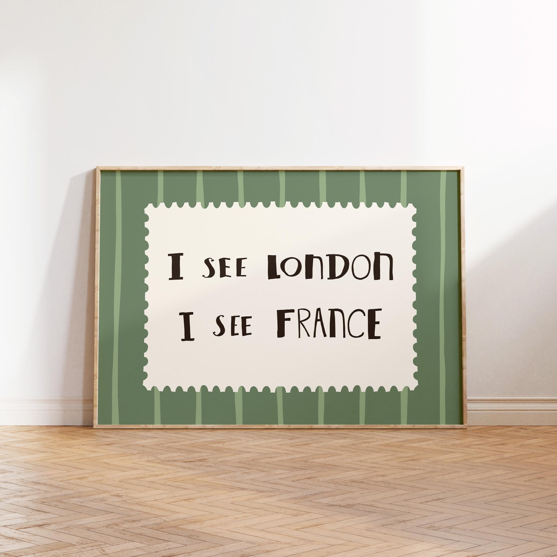 I See London France Print, Funny Bathroom Wall Art, Retro Stripe Poster (UNFRAMED) MR99