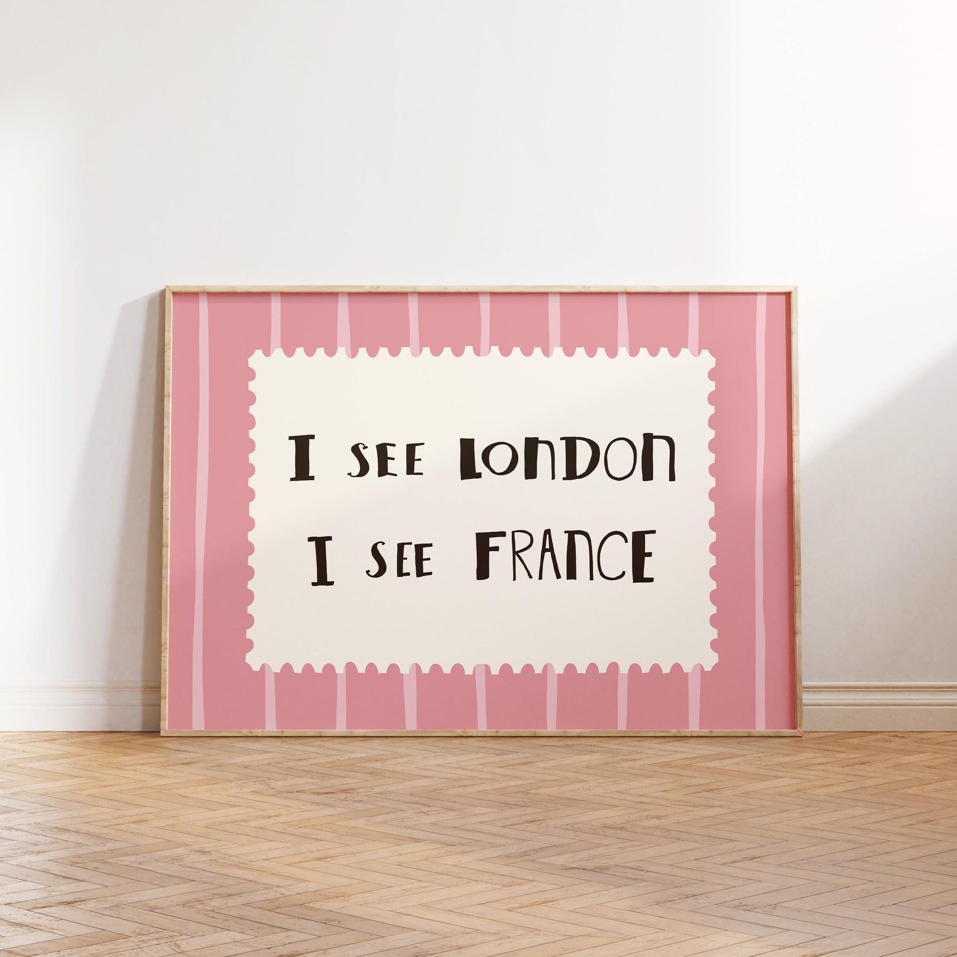 I See London France Print, Funny Bathroom Wall Art, Retro Stripe Poster (UNFRAMED) MR99