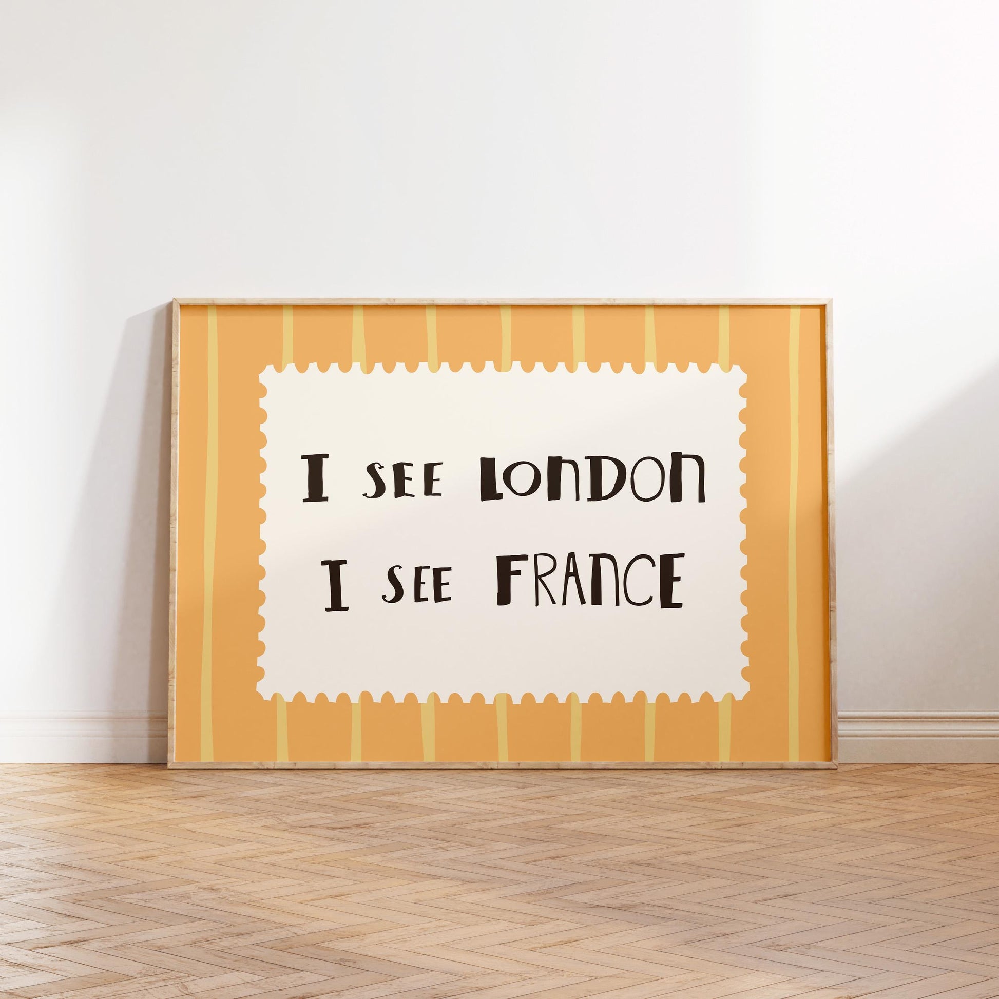 I See London France Print, Funny Bathroom Wall Art, Retro Stripe Poster (UNFRAMED) MR99