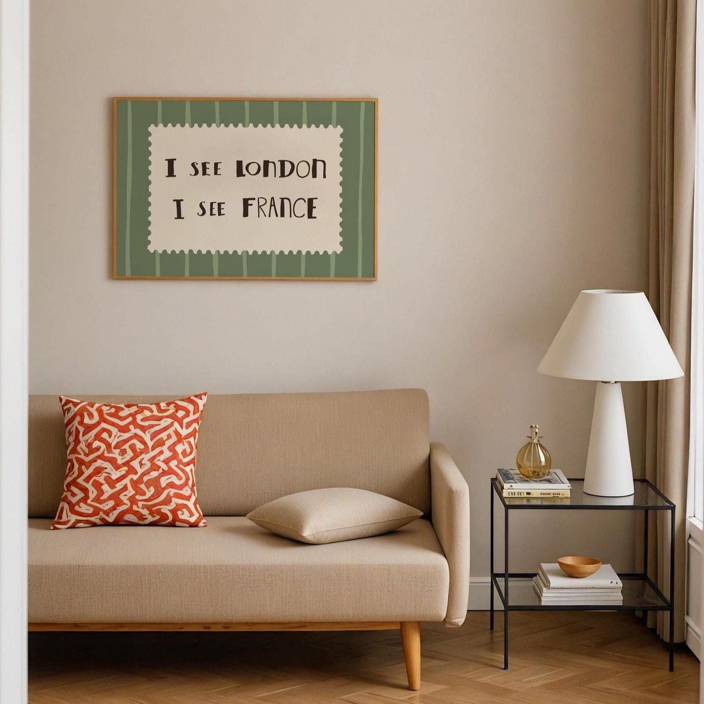 I See London France Print, Funny Bathroom Wall Art, Retro Stripe Poster (UNFRAMED) MR99