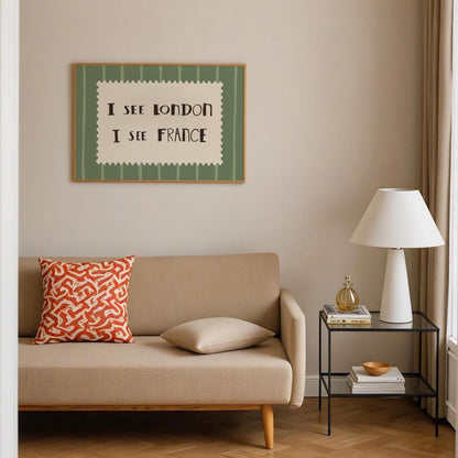 I See London France Print, Funny Bathroom Wall Art, Retro Stripe Poster (UNFRAMED) MR99