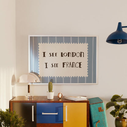 I See London France Print, Funny Bathroom Wall Art, Retro Stripe Poster (UNFRAMED) MR99