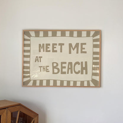 Meet Me at the Beach Print, Funny Coastal Typography Poster, Nautical Summer Art MR18