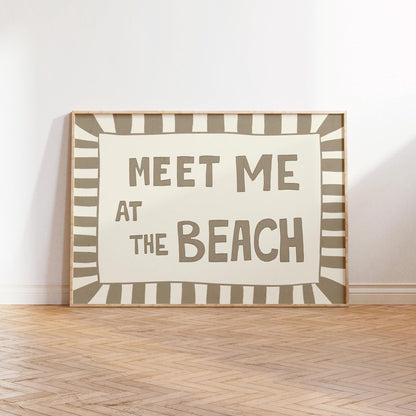 Meet Me at the Beach Print, Funny Coastal Typography Poster, Nautical Summer Art MR18