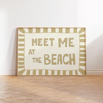 Meet Me at the Beach Print, Funny Coastal Typography Poster, Nautical Summer Art MR18