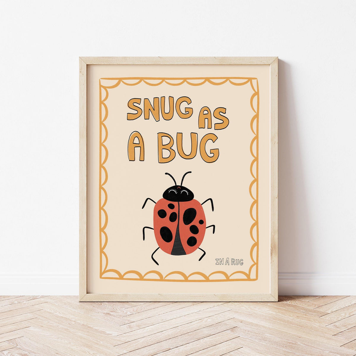 Snug As A Bug Print, Ladybug Nursery Poster, Kids Playroom Decor MR10