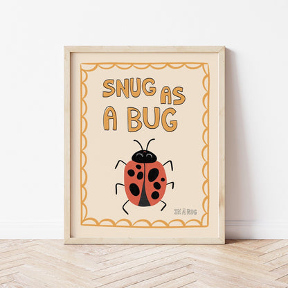 Snug As A Bug Print, Ladybug Nursery Poster, Kids Playroom Decor MR10