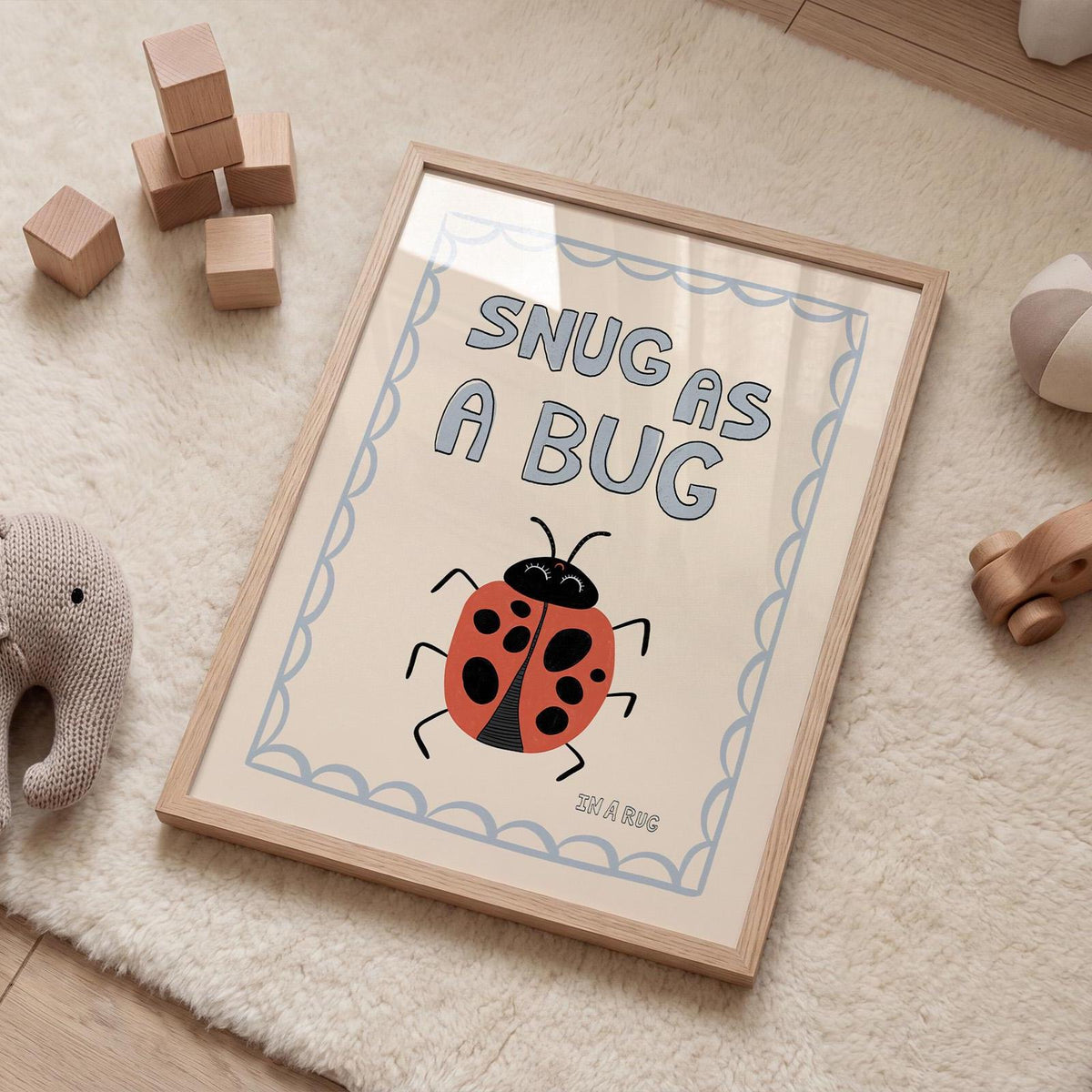 Snug As A Bug Print, Ladybug Nursery Poster, Kids Playroom Decor MR10