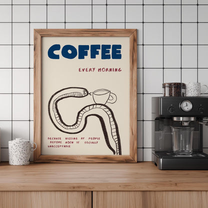 Funny Coffee Quote Poster, Hand-Drawn Coffee Bar Wall Decor, Kitchen Print, Barista Gift MR62
