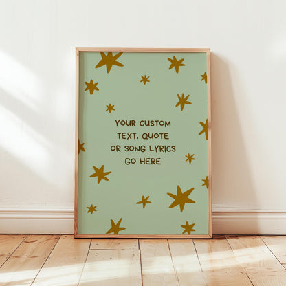 Custom Quote Print, Personalized Text Poster, Song Lyrics Wall Art, Star Nursery Decor (MR109)