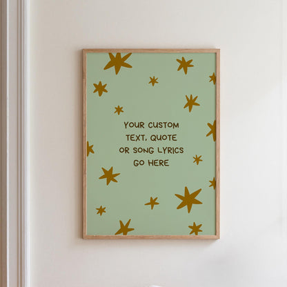 Custom Quote Print, Personalized Text Poster, Song Lyrics Wall Art, Star Nursery Decor (MR109)