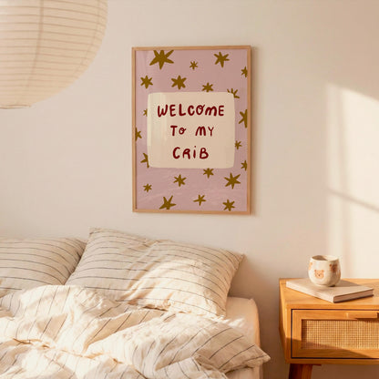 Welcome To My Crib Print, Funny Star Nursery Wall Art, Baby Shower Gift MR110