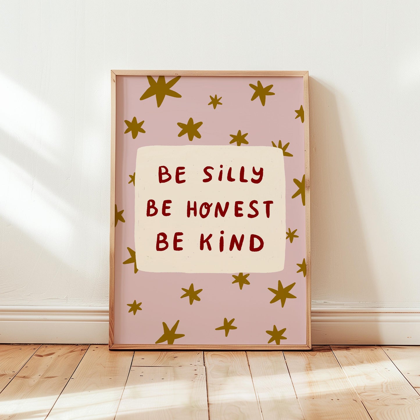 Be Silly Honest Kind Print, Stars Kids Playroom Poster, Toddler Wall Decor, UNFRAMED (MR111)