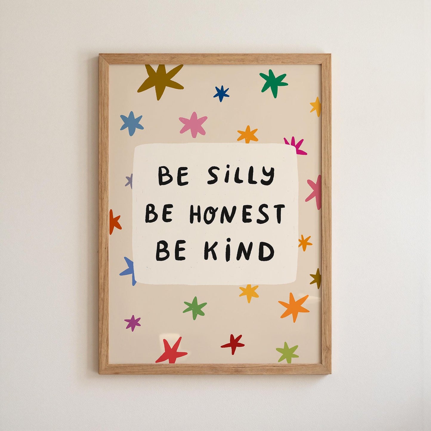 Be Silly Honest Kind Print, Stars Kids Playroom Poster, Toddler Wall Decor, UNFRAMED (MR111)