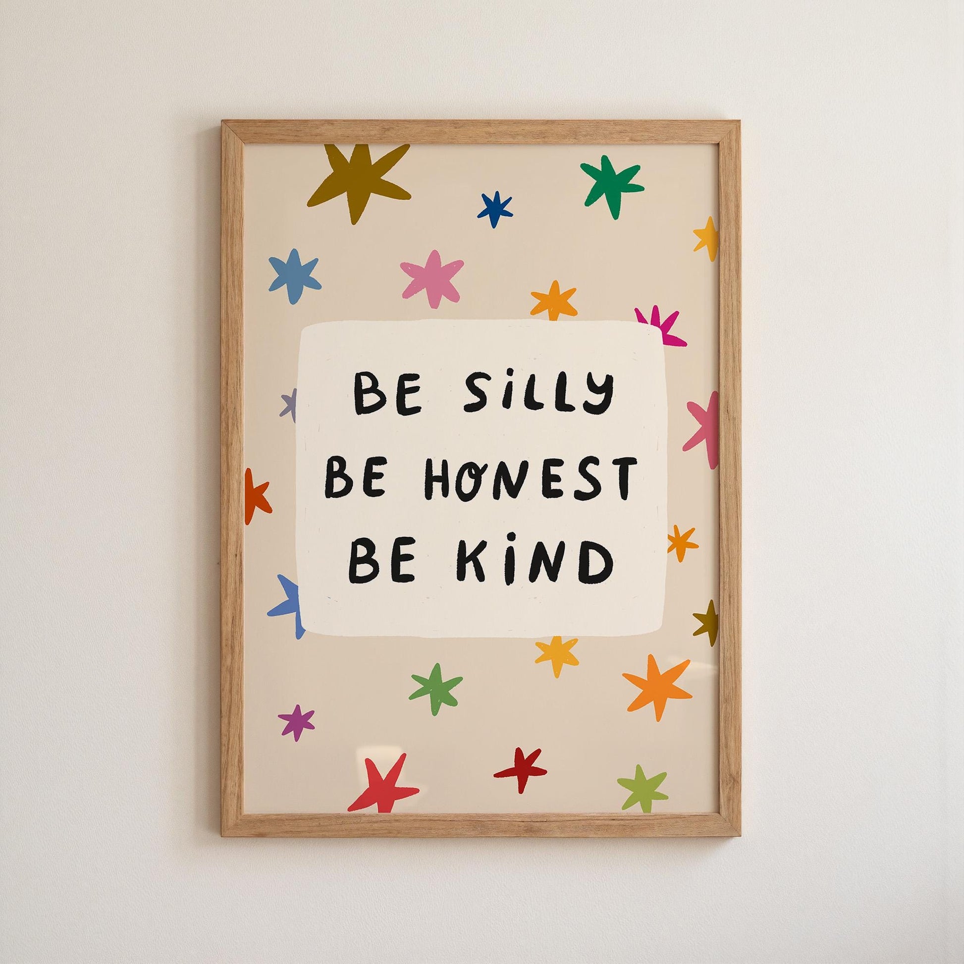 Be Silly Honest Kind Print, Stars Kids Playroom Poster, Toddler Wall Decor, UNFRAMED (MR111)