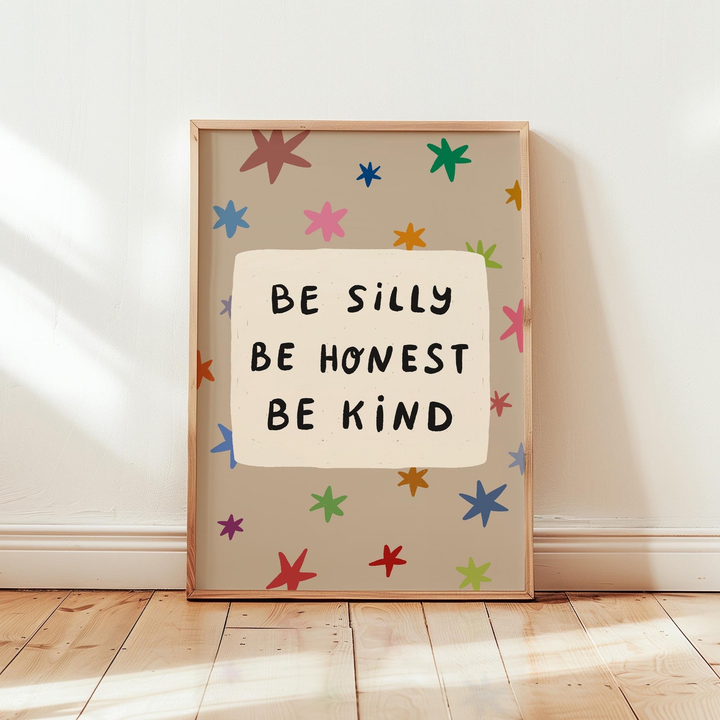 Be Silly Honest Kind Print, Stars Kids Playroom Poster, Toddler Wall Decor, UNFRAMED (MR111)