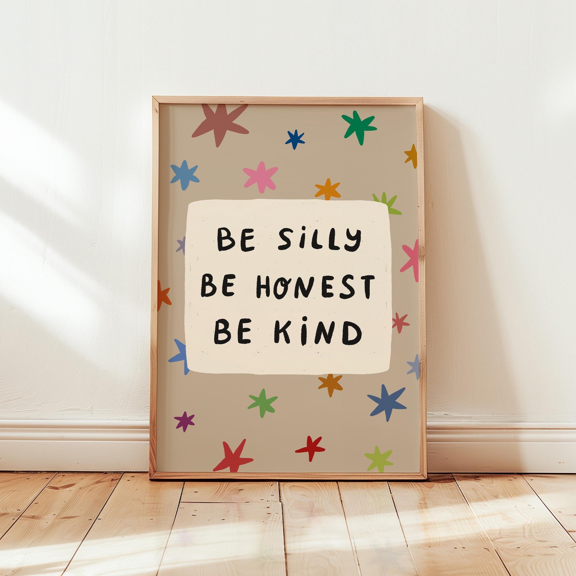Be Silly Honest Kind Print, Stars Kids Playroom Poster, Toddler Wall Decor, UNFRAMED (MR111)