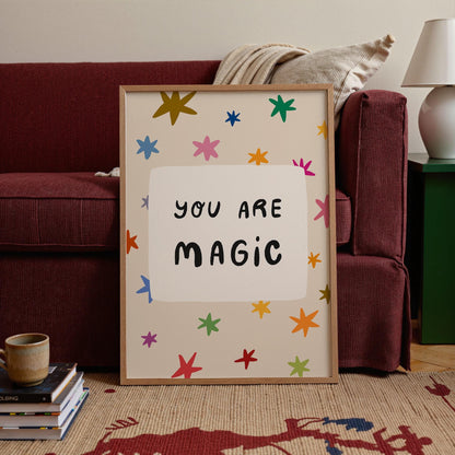 You Are Magic Print, Colorful Stars Nursery Wall Art, Kids Playroom Poster, UNFRAMED (MR112)