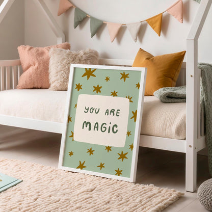 You Are Magic Print, Colorful Stars Nursery Wall Art, Kids Playroom Poster, UNFRAMED (MR112)