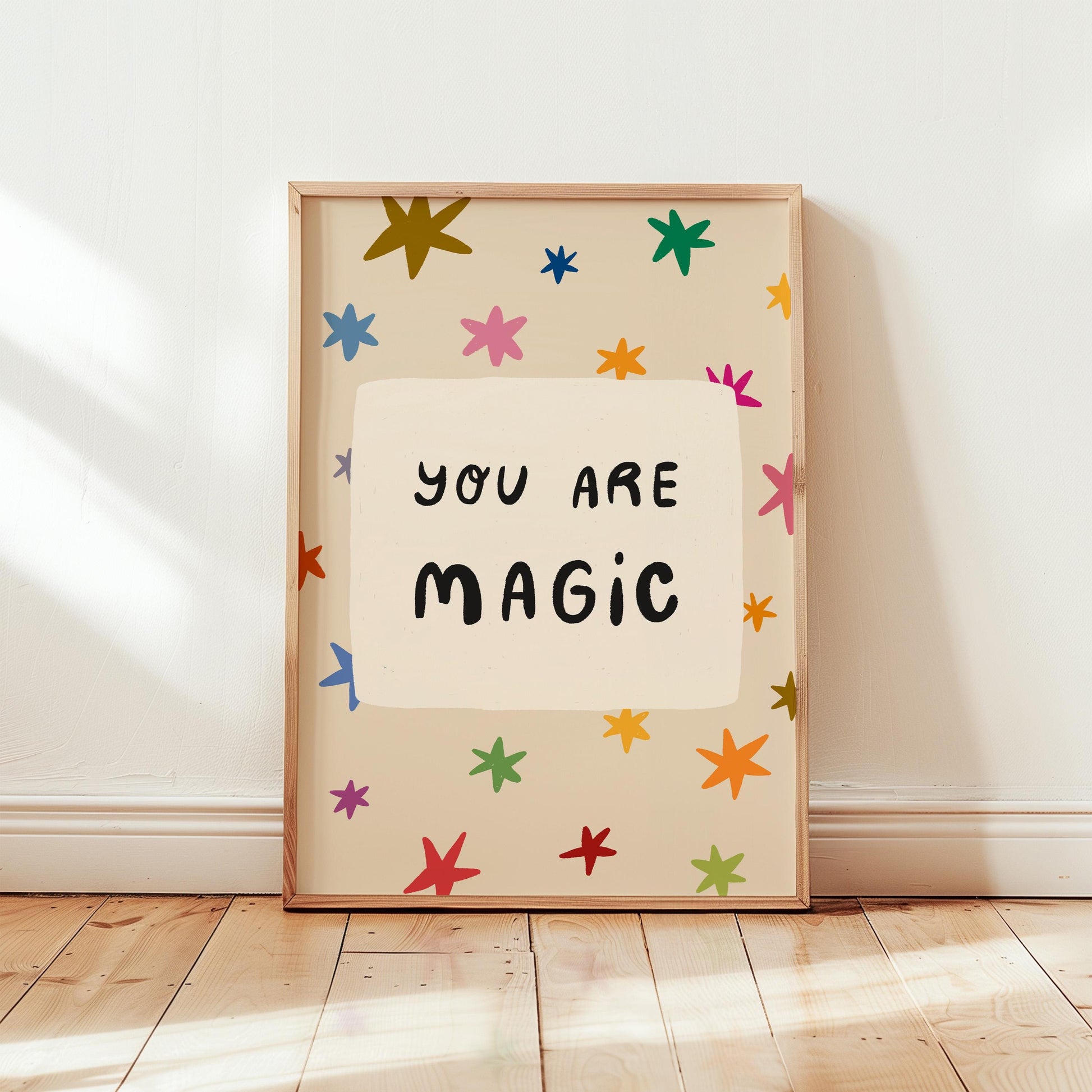 You Are Magic Print, Colorful Stars Nursery Wall Art, Kids Playroom Poster, UNFRAMED (MR112)