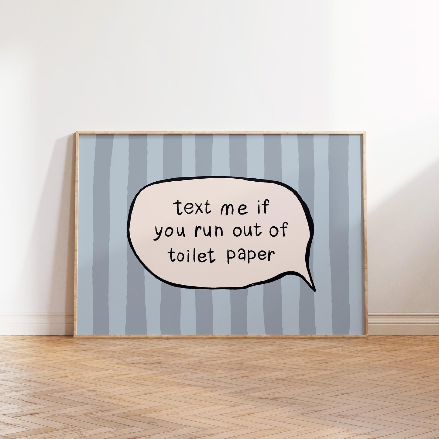 Text Me Toilet Paper Print, Funny Striped Bathroom Wall Art, Dopamine Decor, UNFRAMED MR113