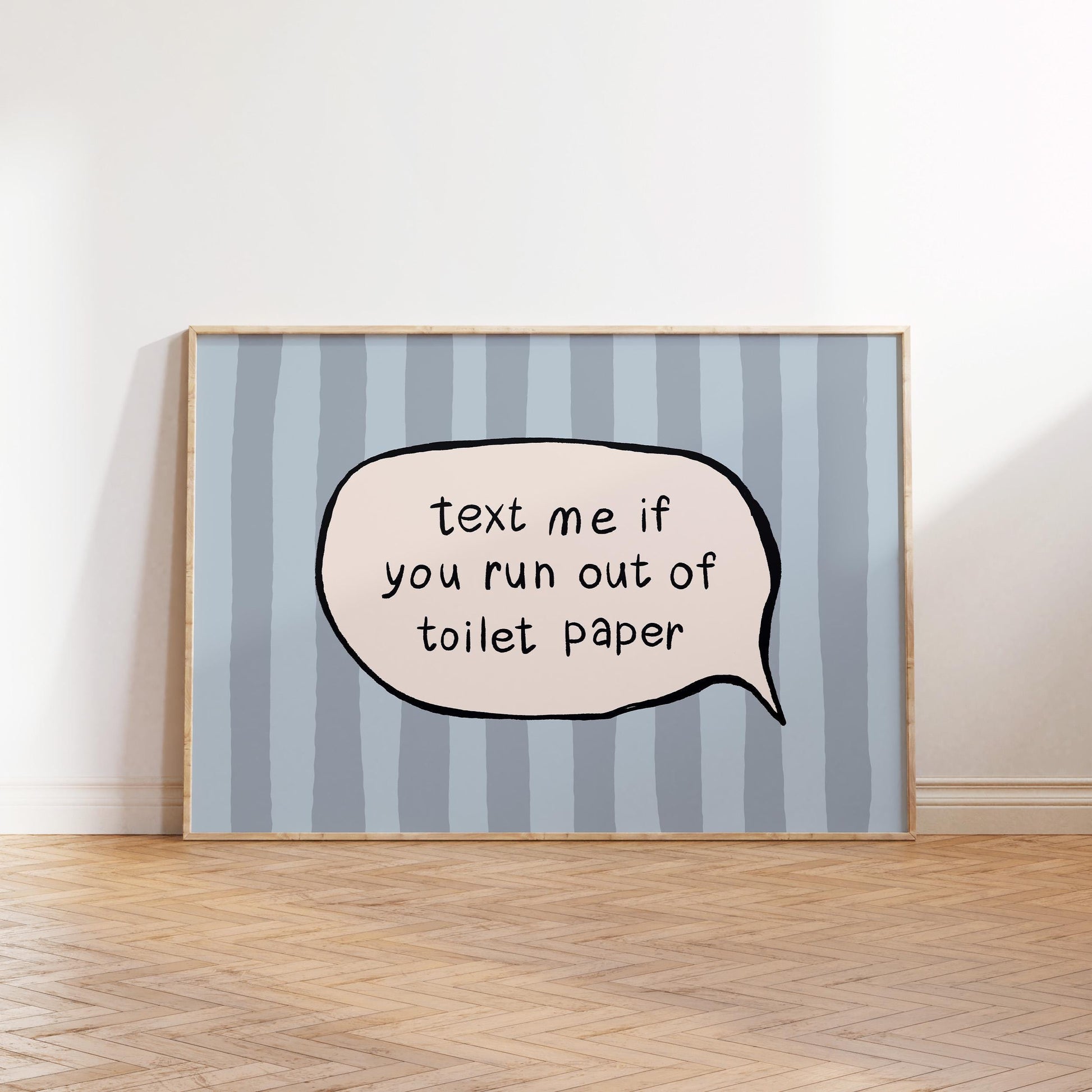 Text Me Toilet Paper Print, Funny Striped Bathroom Wall Art, Dopamine Decor, UNFRAMED MR113
