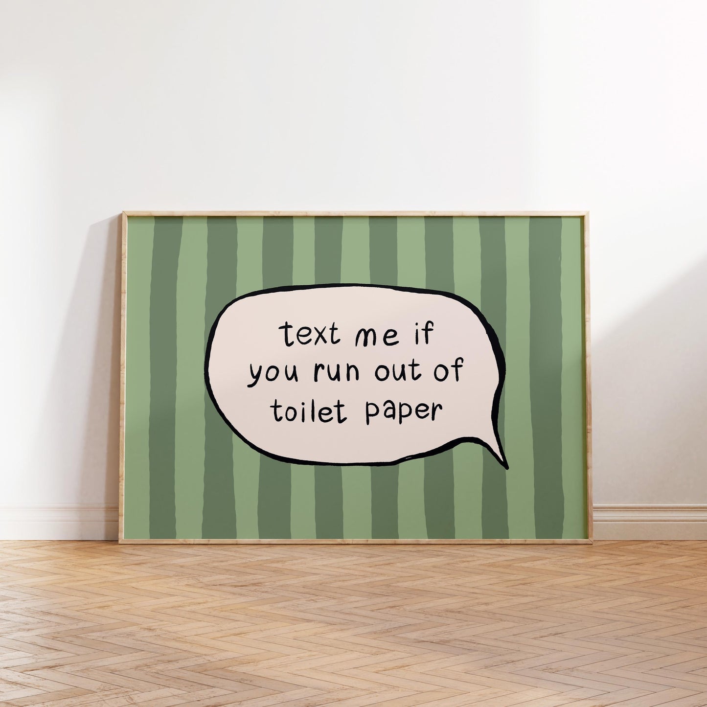 Text Me Toilet Paper Print, Funny Striped Bathroom Wall Art, Dopamine Decor, UNFRAMED MR113