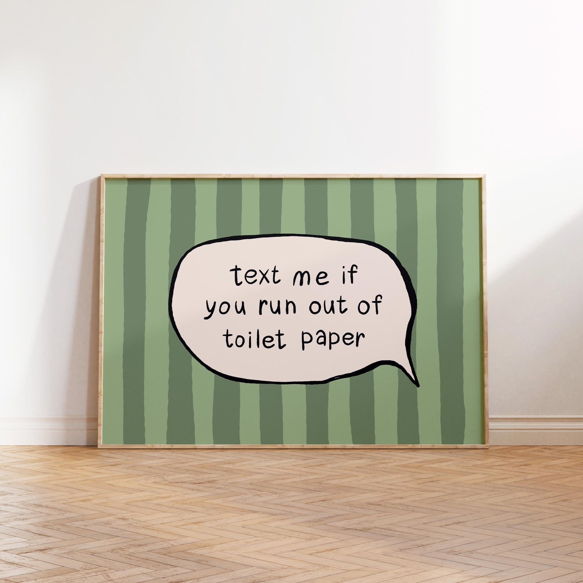 Text Me Toilet Paper Print, Funny Striped Bathroom Wall Art, Dopamine Decor, UNFRAMED MR113