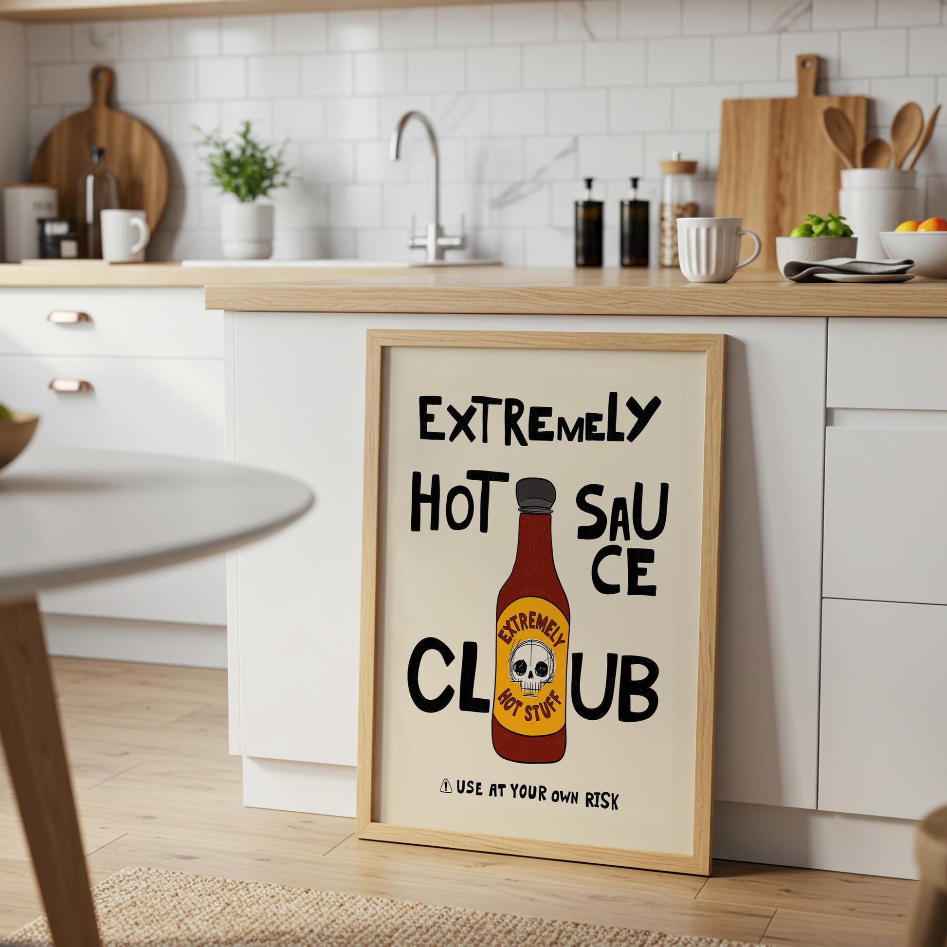 Hot Sauce Club Art Print, Spicy Kitchen Poster, Funny Food Illustration MR15