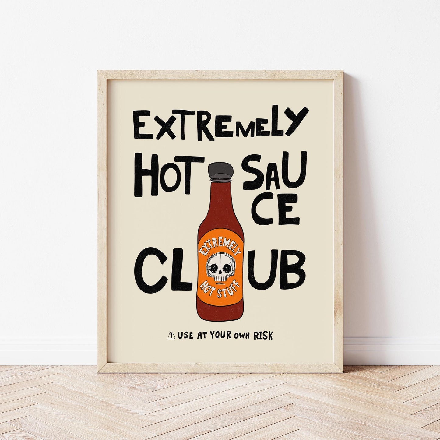 Hot Sauce Club Art Print, Spicy Kitchen Poster, Funny Food Illustration MR15