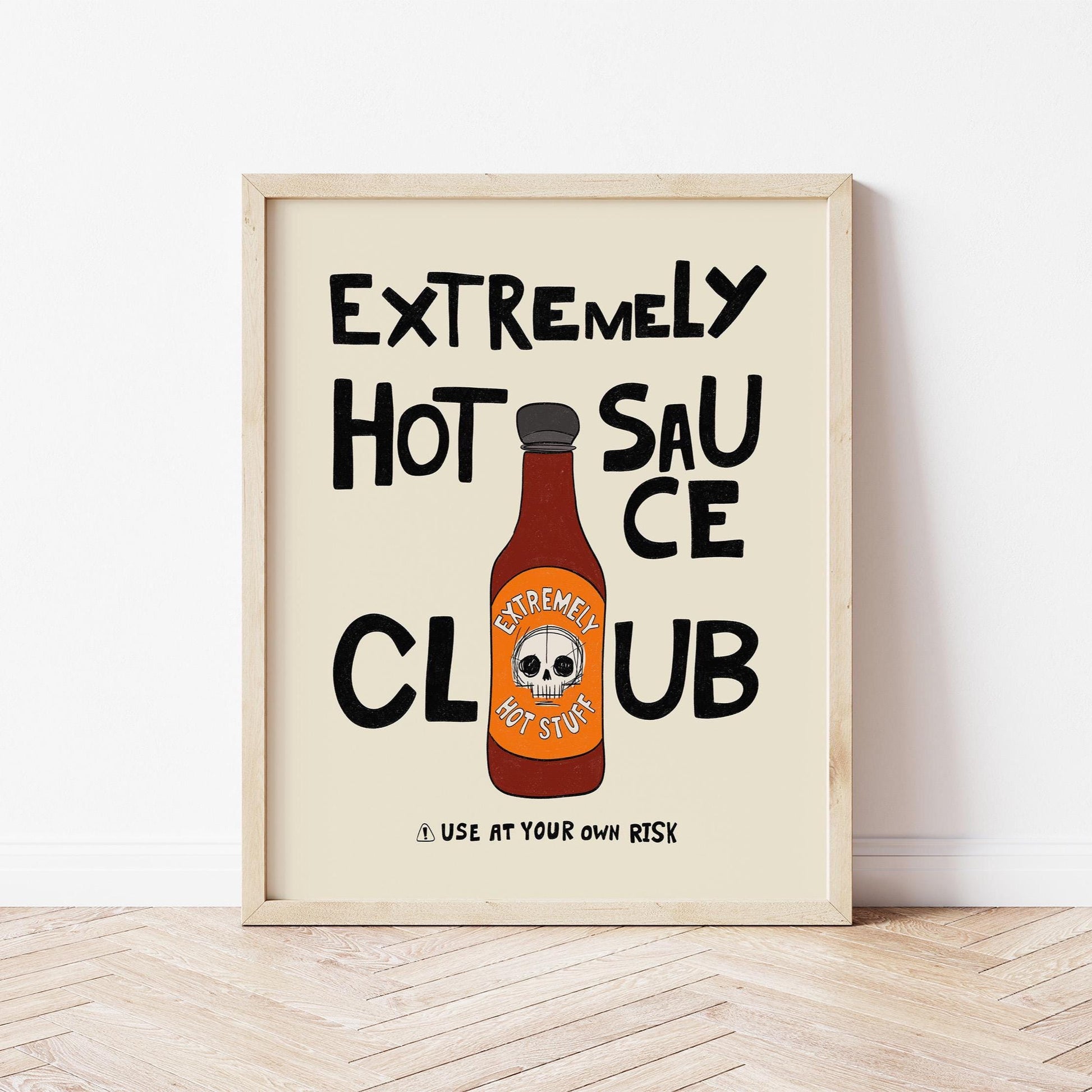 Hot Sauce Club Art Print, Spicy Kitchen Poster, Funny Food Illustration MR15
