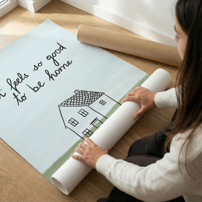 It Feels So Good To Be Home Print, Housewarming Gift, Cozy Wall Art (MR104)