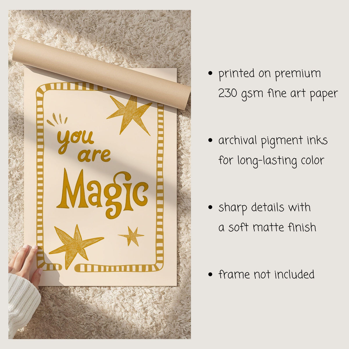 You Are Magic Print, Stars Kids Room Poster, Boho Nursery Wall Decor MR11