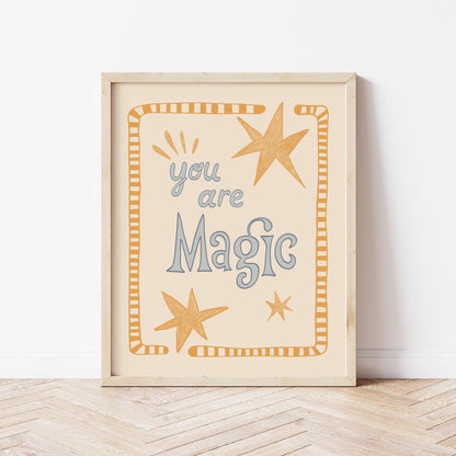 You Are Magic Print, Stars Kids Room Poster, Boho Nursery Wall Decor MR11