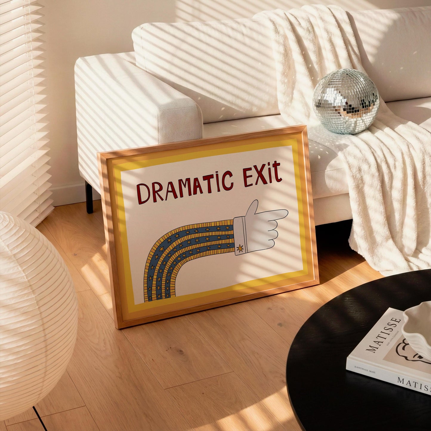 Dramatic Exit Poster, Retro Print, Funny Exit Sign Wall Art Left Right, Unframed MR75