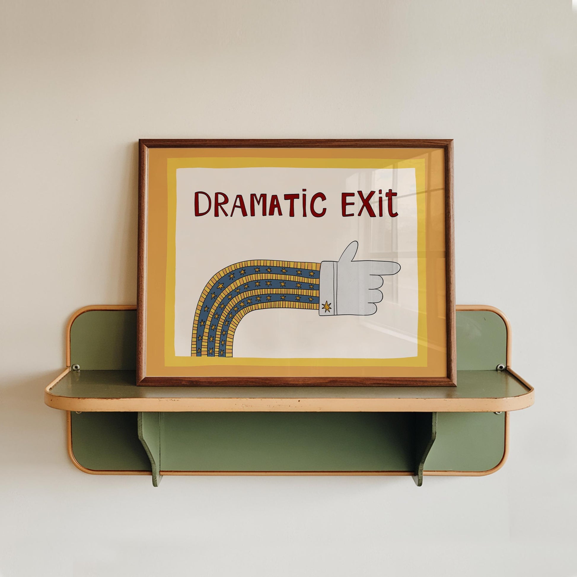 Dramatic Exit Poster, Retro Print, Funny Exit Sign Wall Art Left Right, Unframed MR75