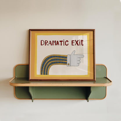 Dramatic Exit Poster, Retro Print, Funny Exit Sign Wall Art Left Right, Unframed MR75