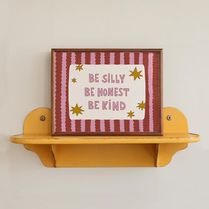 Be Silly Honest Kind Print, Stars Kids Playroom Poster, Toddler Colorful Wall Decor (MR106)