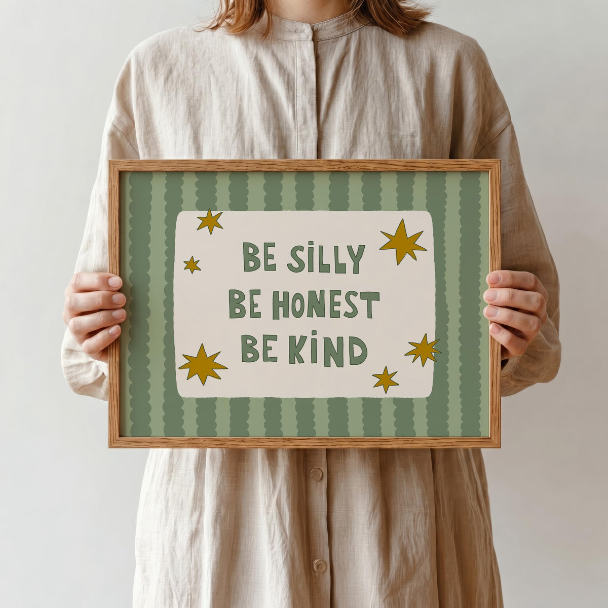 Be Silly Honest Kind Print, Stars Kids Playroom Poster, Toddler Colorful Wall Decor (MR106)