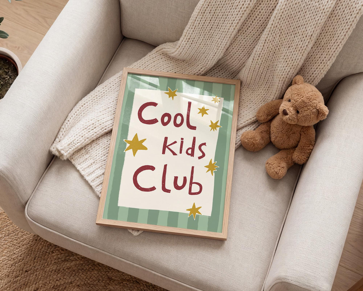 Cool Kids Club Print, Playroom Wall Decor, Nursery Typography, Retro Striped Room Poster MR69