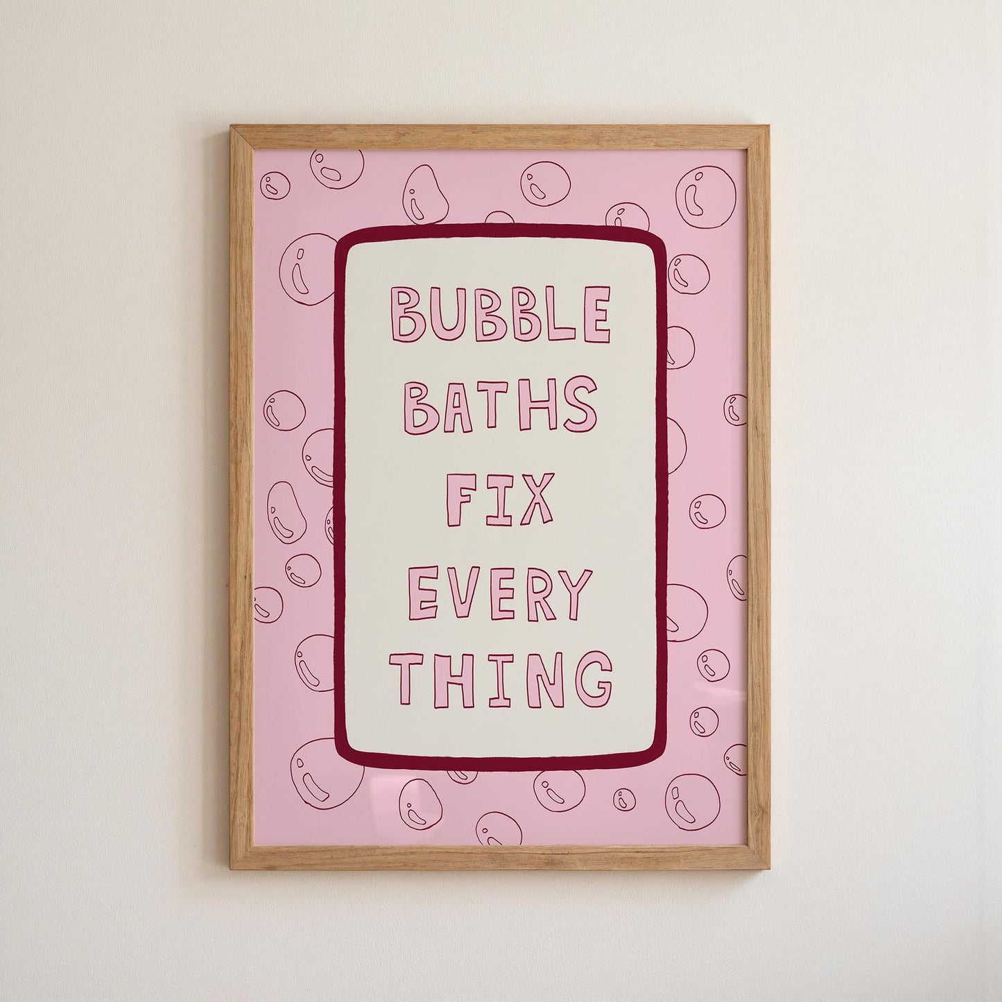 Bubble Baths Fix Everything Print, Funny Bathroom Wall Art, Playful Bath Decor MR116