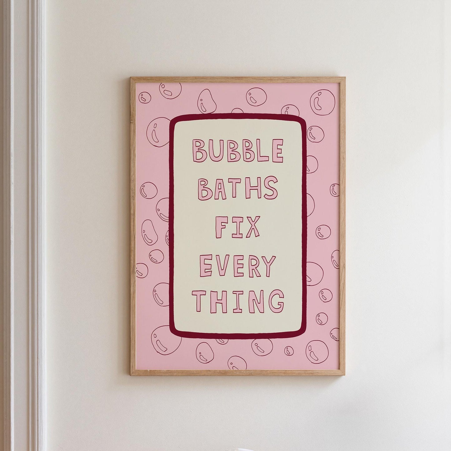 Bubble Baths Fix Everything Print, Funny Bathroom Wall Art, Playful Bath Decor MR116