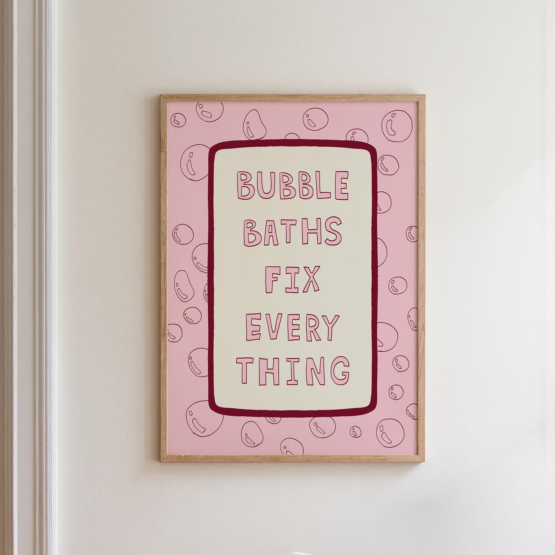 Bubble Baths Fix Everything Print, Funny Bathroom Wall Art, Playful Bath Decor MR116