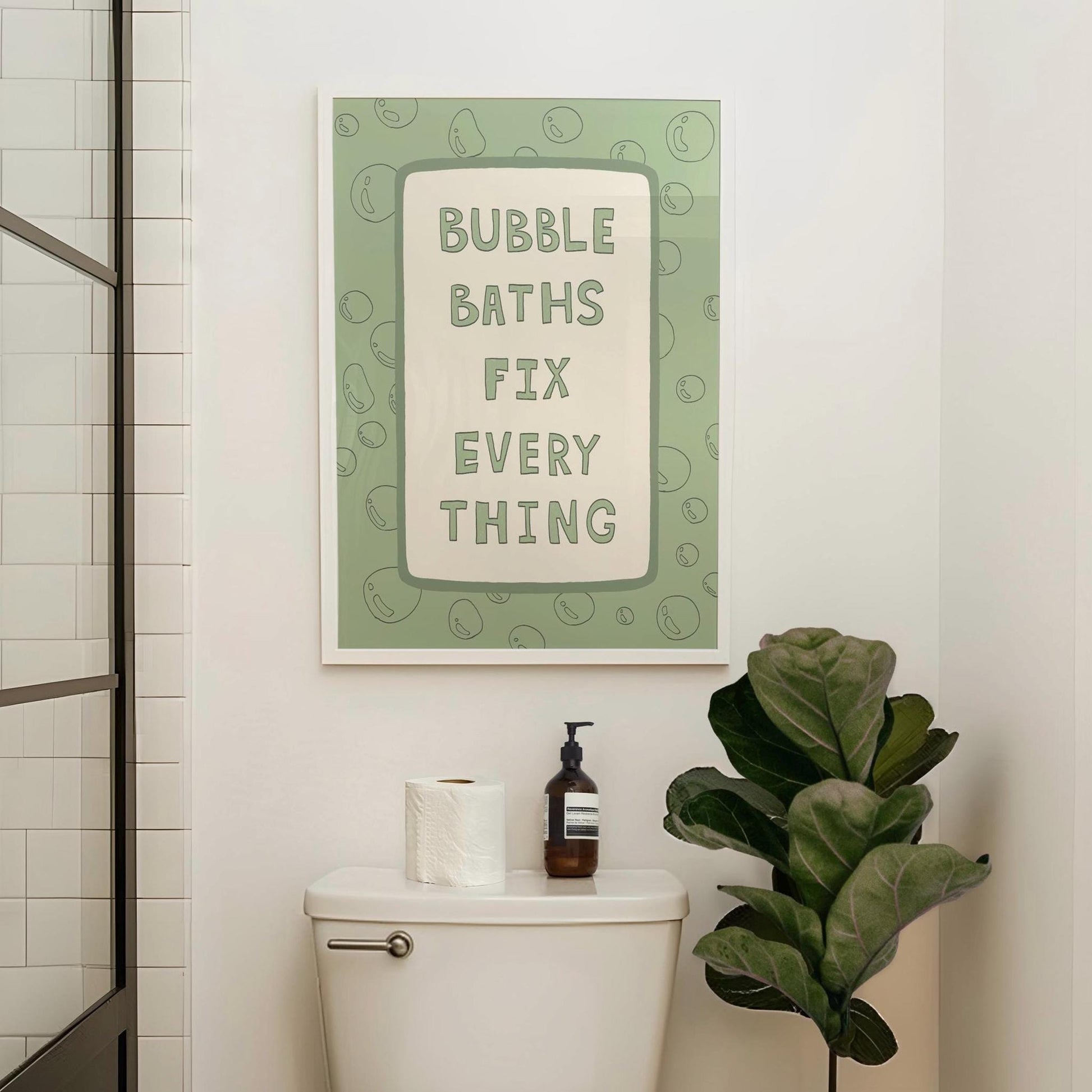 Bubble Baths Fix Everything Print, Funny Bathroom Wall Art, Playful Bath Decor MR116