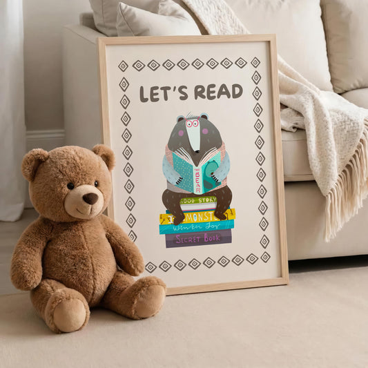 Cool Kids Read Books Print, Reading Poster, Kids Book Nook Art MR17