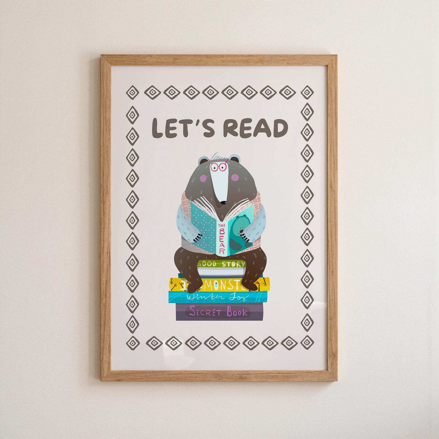Cool Kids Read Books Print, Reading Poster, Kids Book Nook Art MR17