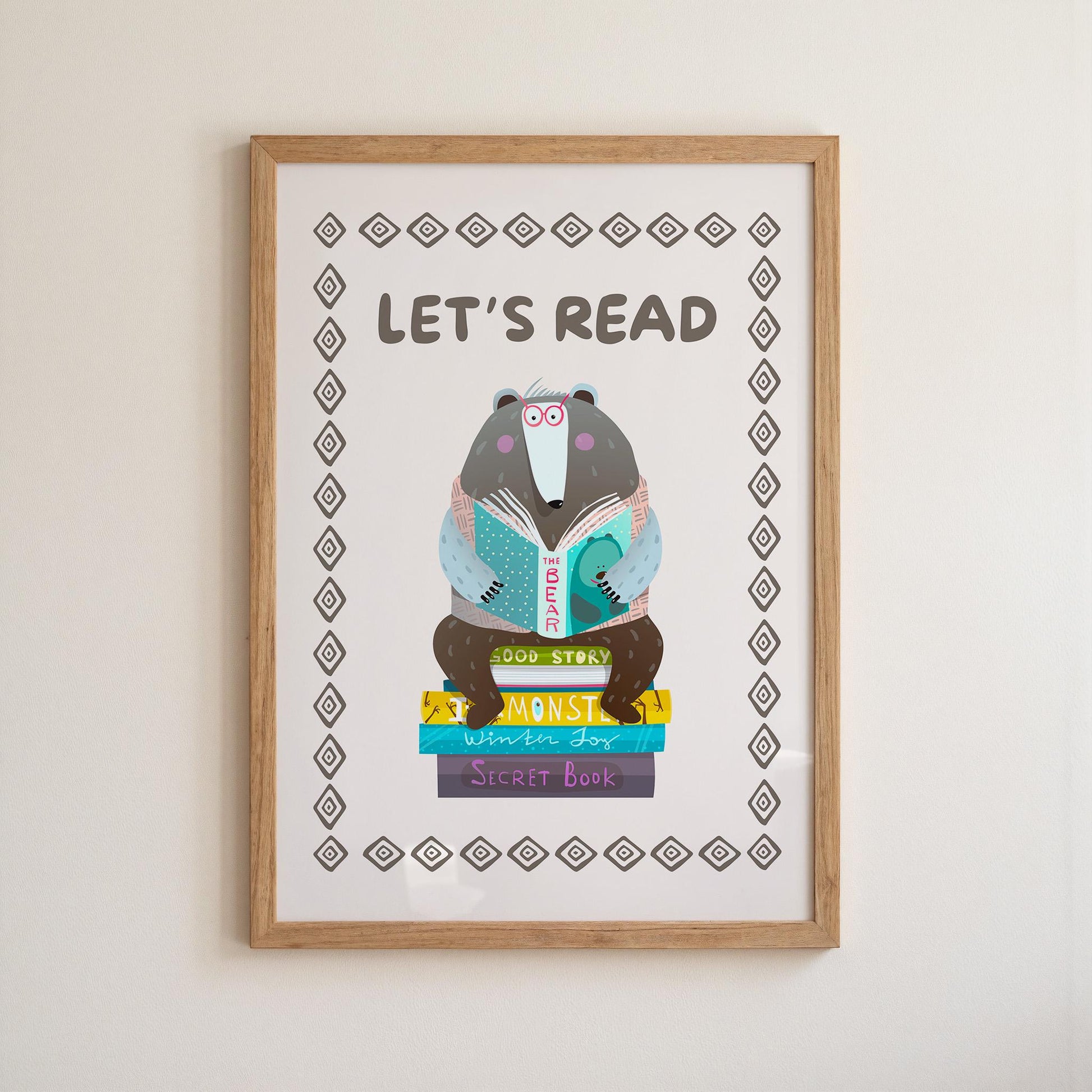 Cool Kids Read Books Print, Reading Poster, Kids Book Nook Art MR17